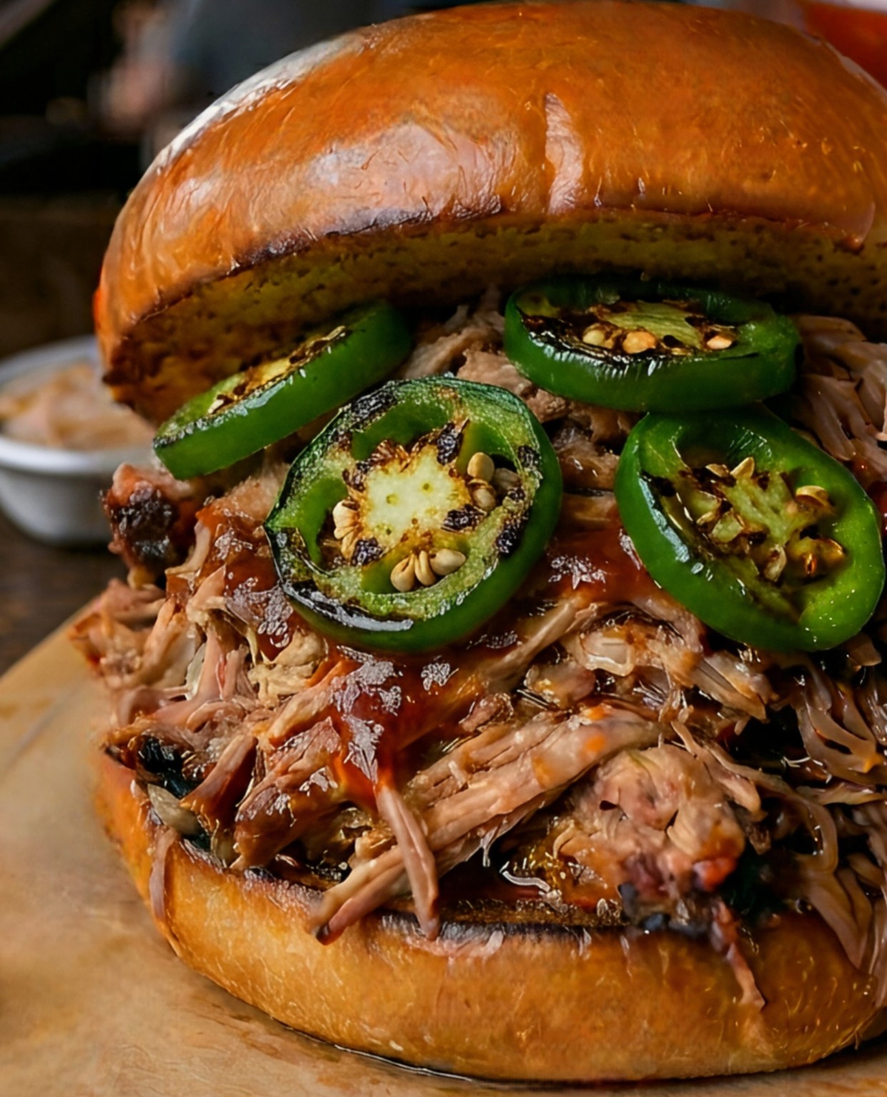 Pulled pork sandwich from Woody’s Serious Food